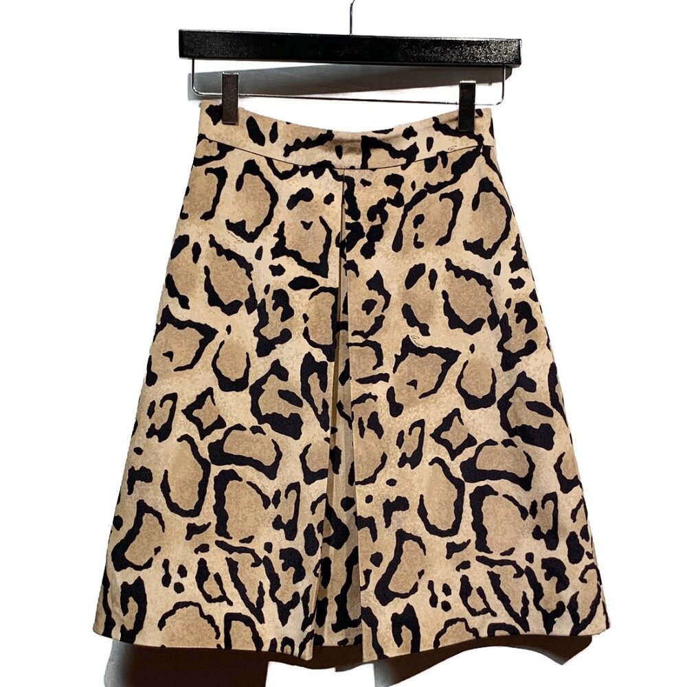 Gucci Leopard Print Silk A-line Skirt